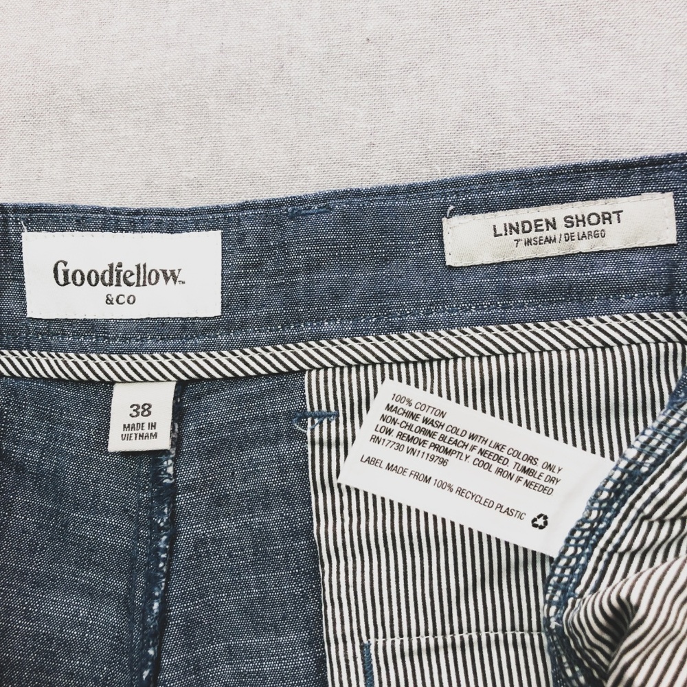 Blue Chambray Linden Flat Front Slim Chino Short - Picture 7 of 8